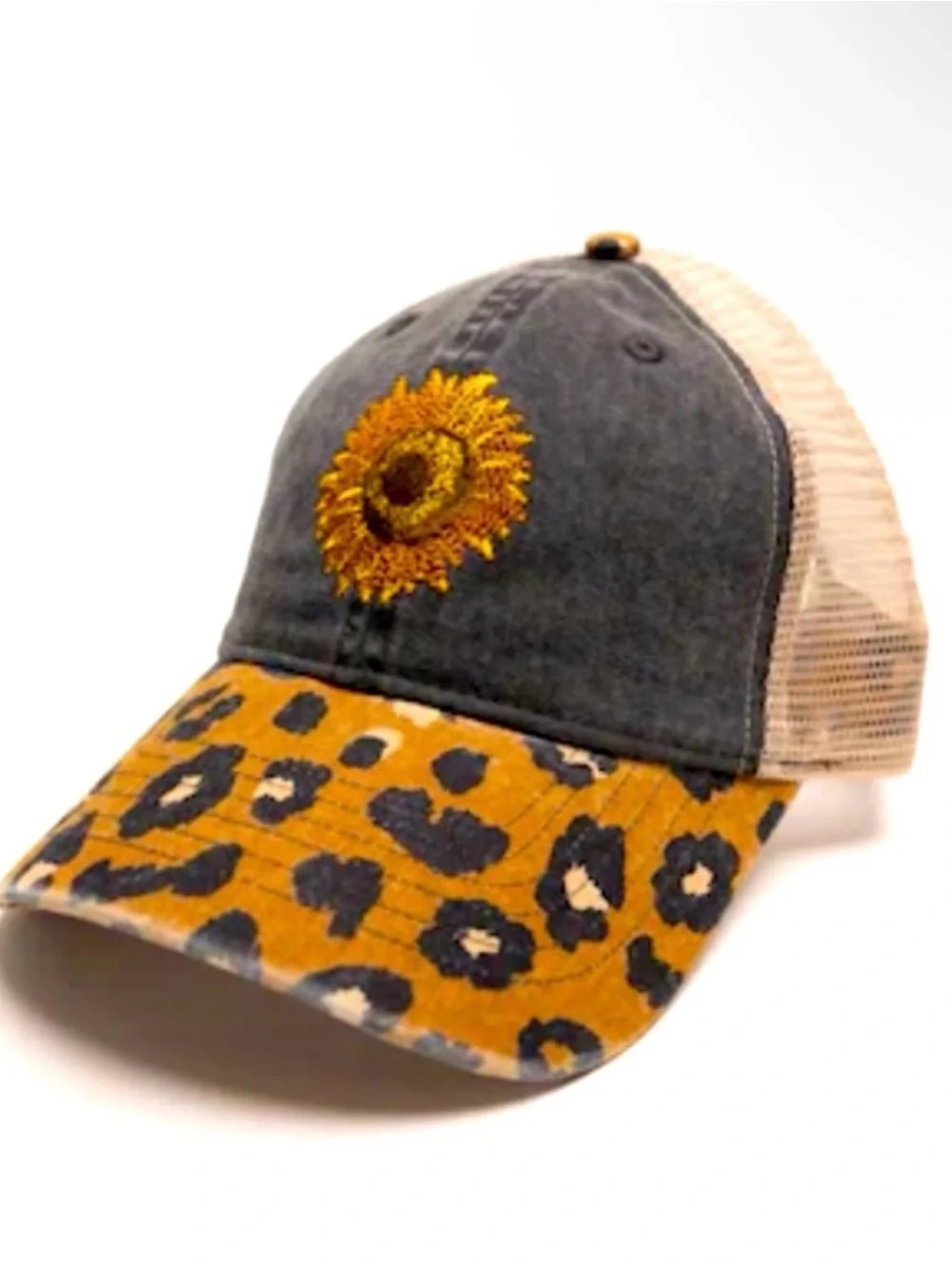 Women's Sunflower and Leopard print hat NWT